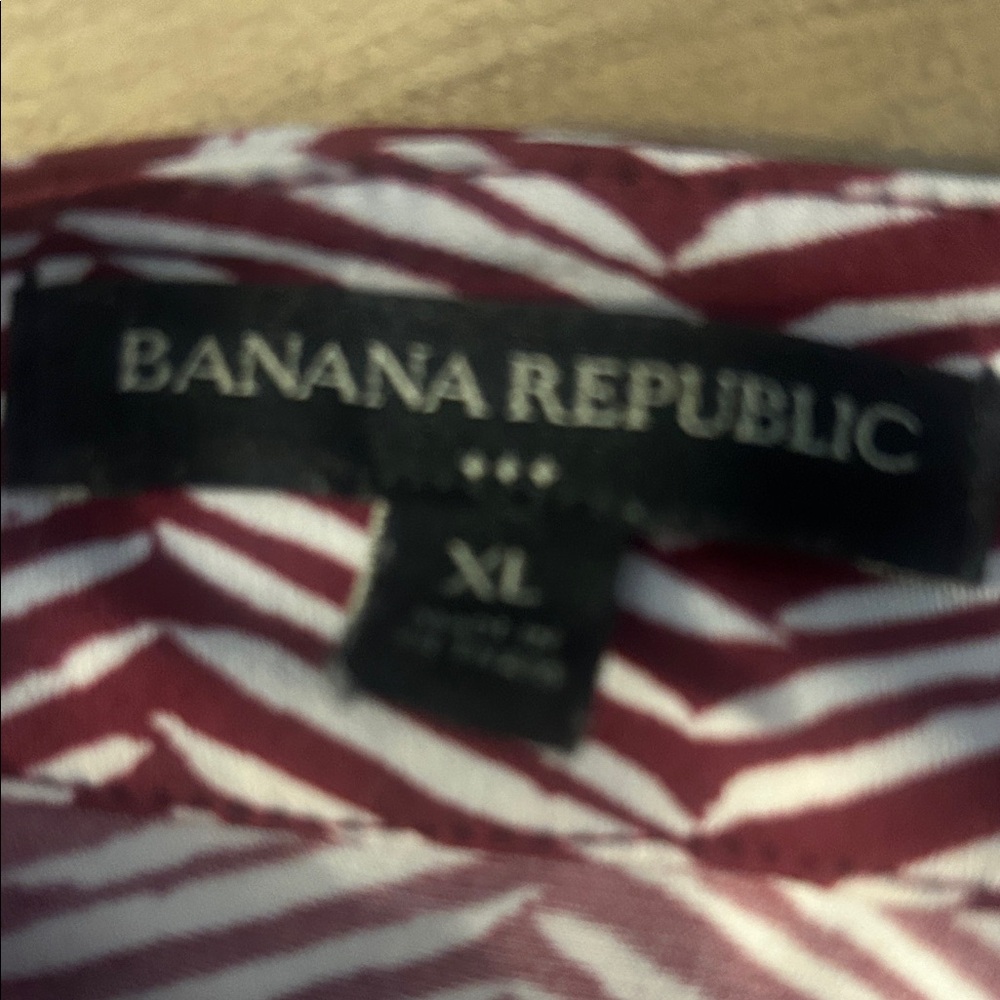 Banana Republic Burgundy and White Striped Shirt